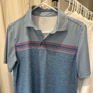 Vineyard Vines performance Sankaty youth XL polo collared shirt blue pink stripe